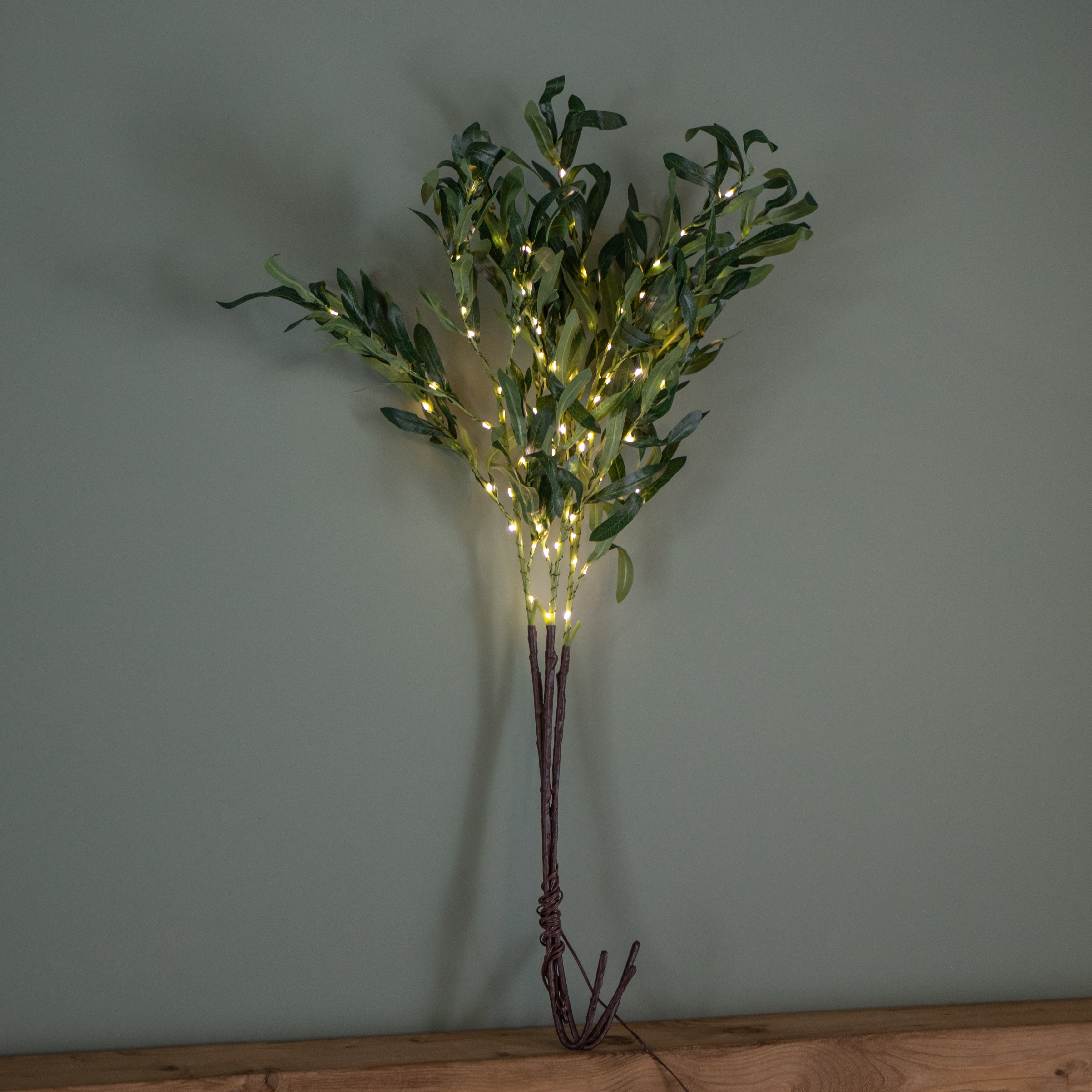 90cm Set of 3 Light up Christmas Mistletoe Twigs with 90 Warm White LEDs (Twigs only)