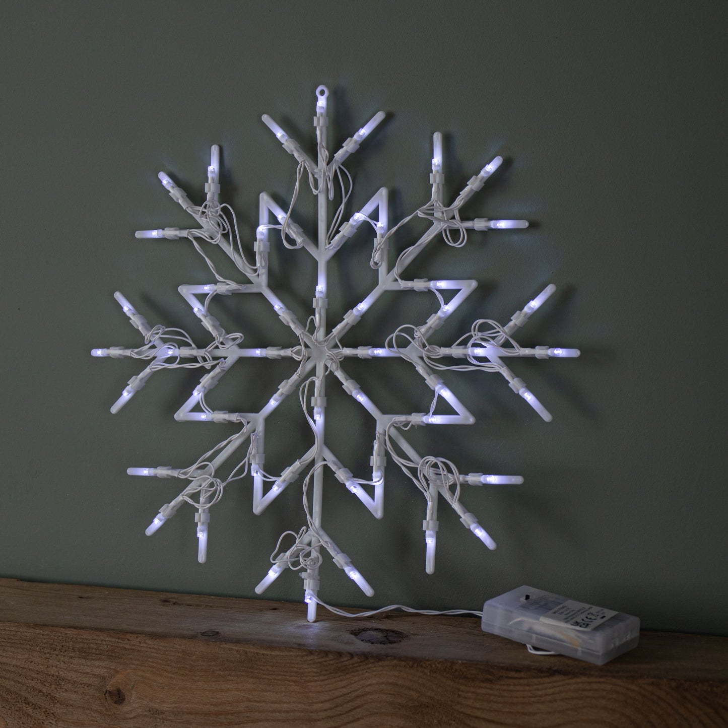 34cm Battery Operated Light up Christmas Snowflake with 50 White LEDs