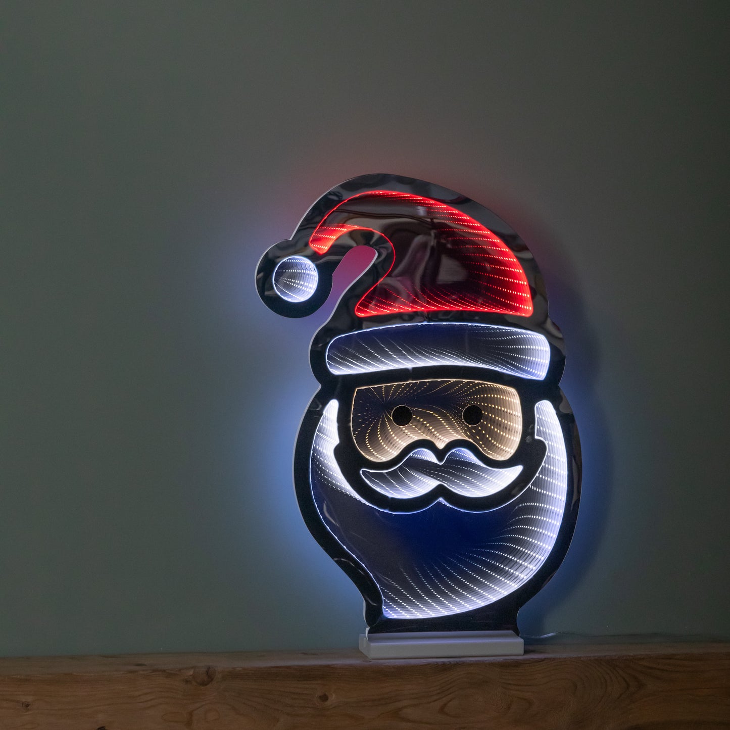 60cm Light up Christmas Santa Infinity Light with LEDs on Wooden Base