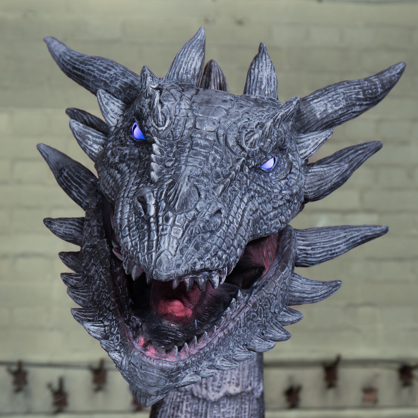 7ft Giant Sized Motion Activated Winter Dragon Halloween Decoration with LEDs INCLUDES SMOKE Machine