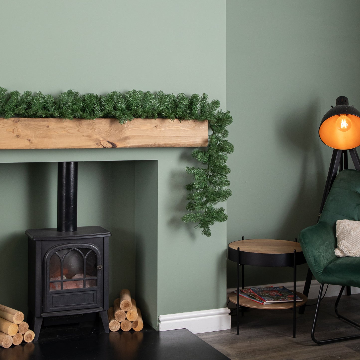2.7m (9ft) Plain Green Imperial Pine Christmas Garland