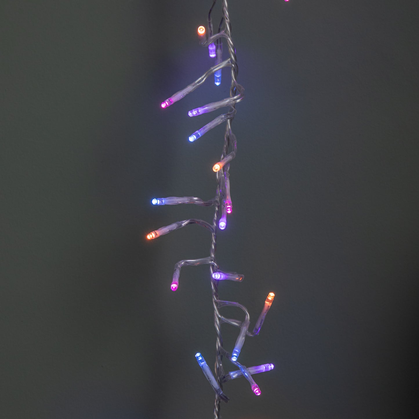 9.3m 720 LED Christmas Cluster String Lights with Timer in Rainbow on Clear Cable