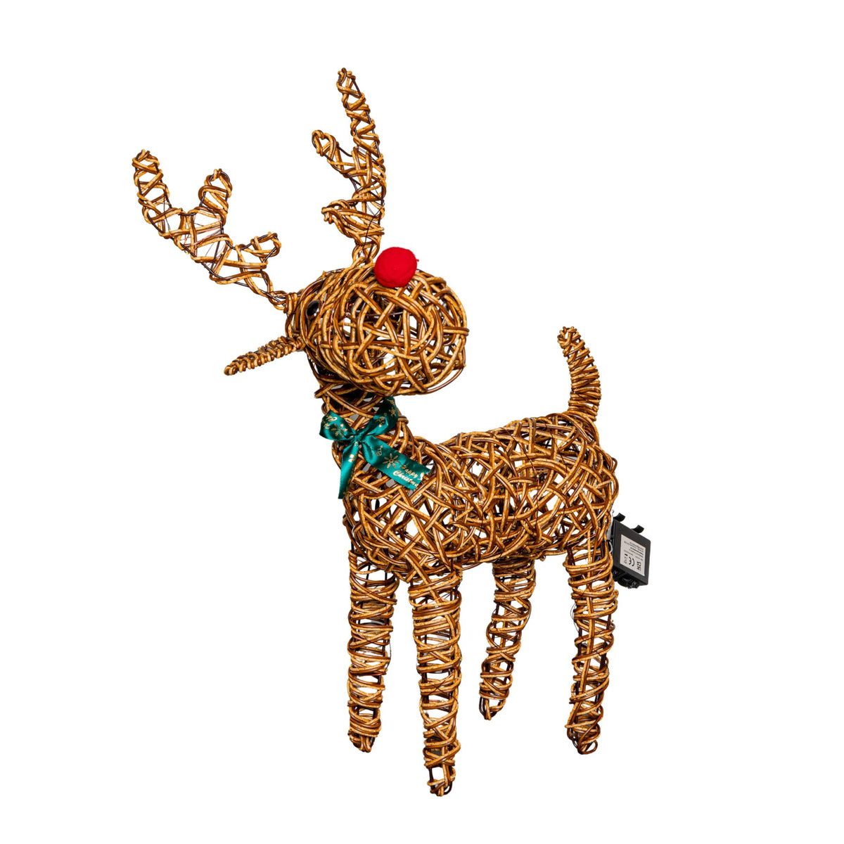 67cm Battery Operated Light up Brown Christmas Reindeer with Red Nose & 80 Warm White LEDs