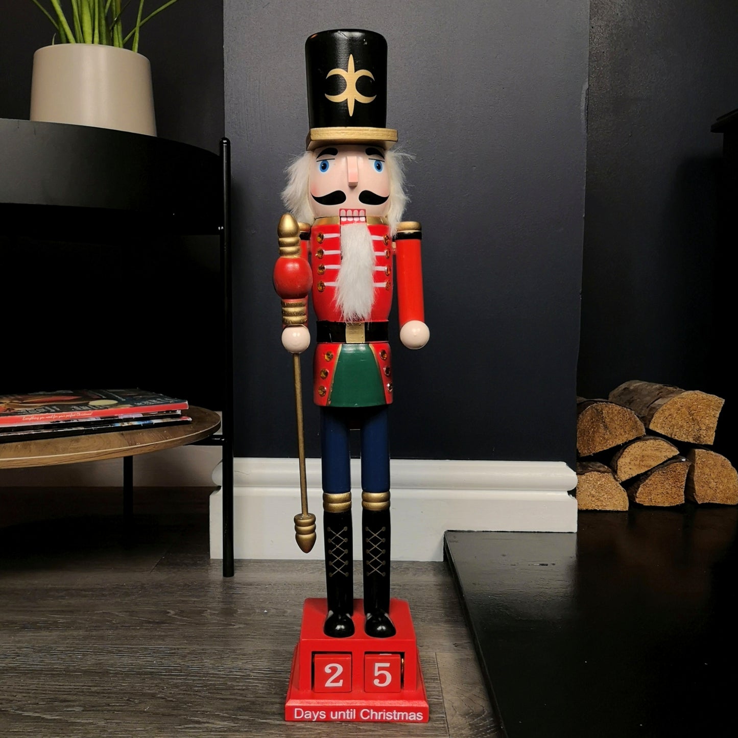 50cm Red Countdown Wooden Christmas Nutcracker Decoration