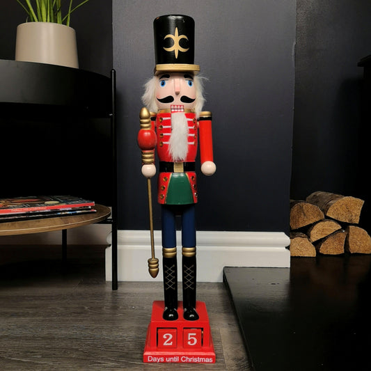 50cm Red Countdown Wooden Christmas Nutcracker Decoration