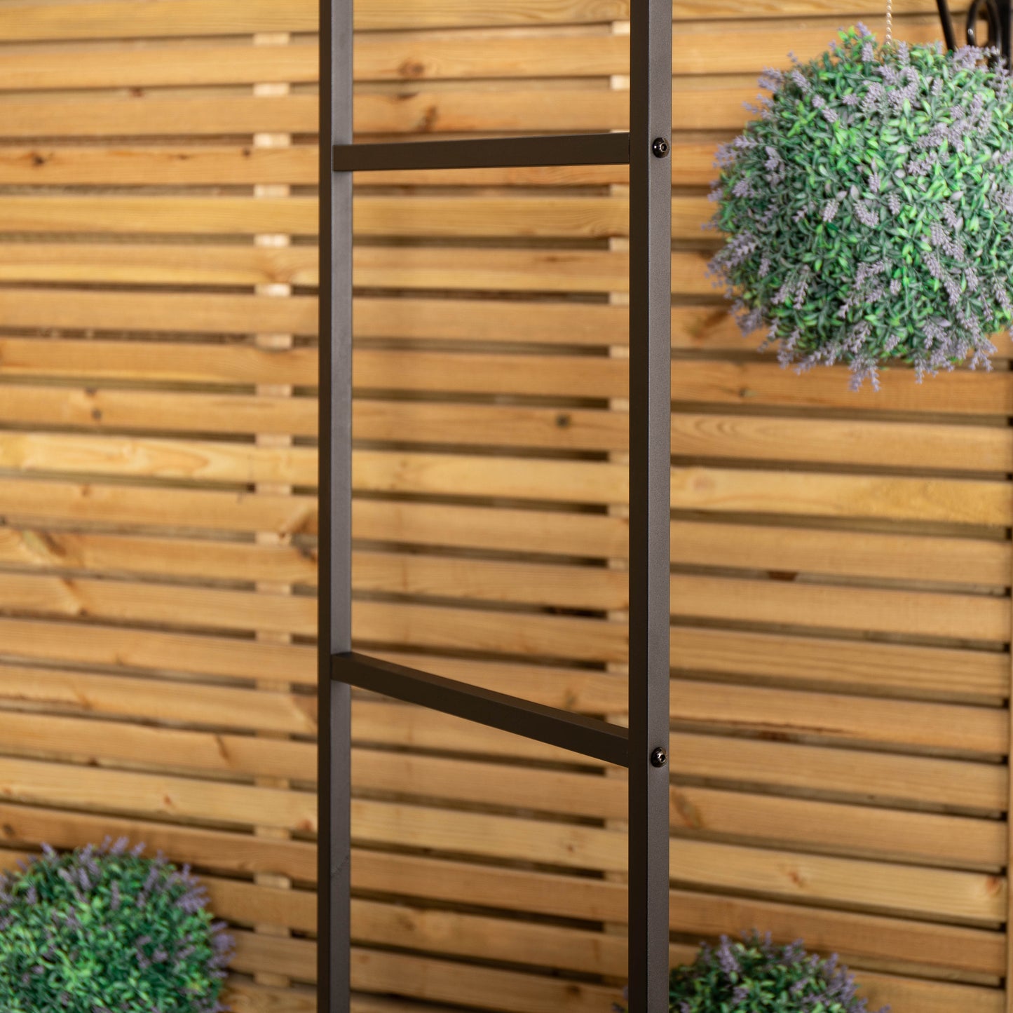 2.28m x 1.1m Black Garden Steel Arch Trellis for Climbing Plants 
