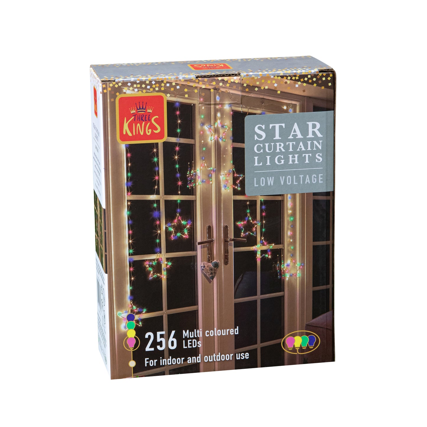 1.2m Light up Star Curtain Christmas Lights with Multi-Coloured LEDs