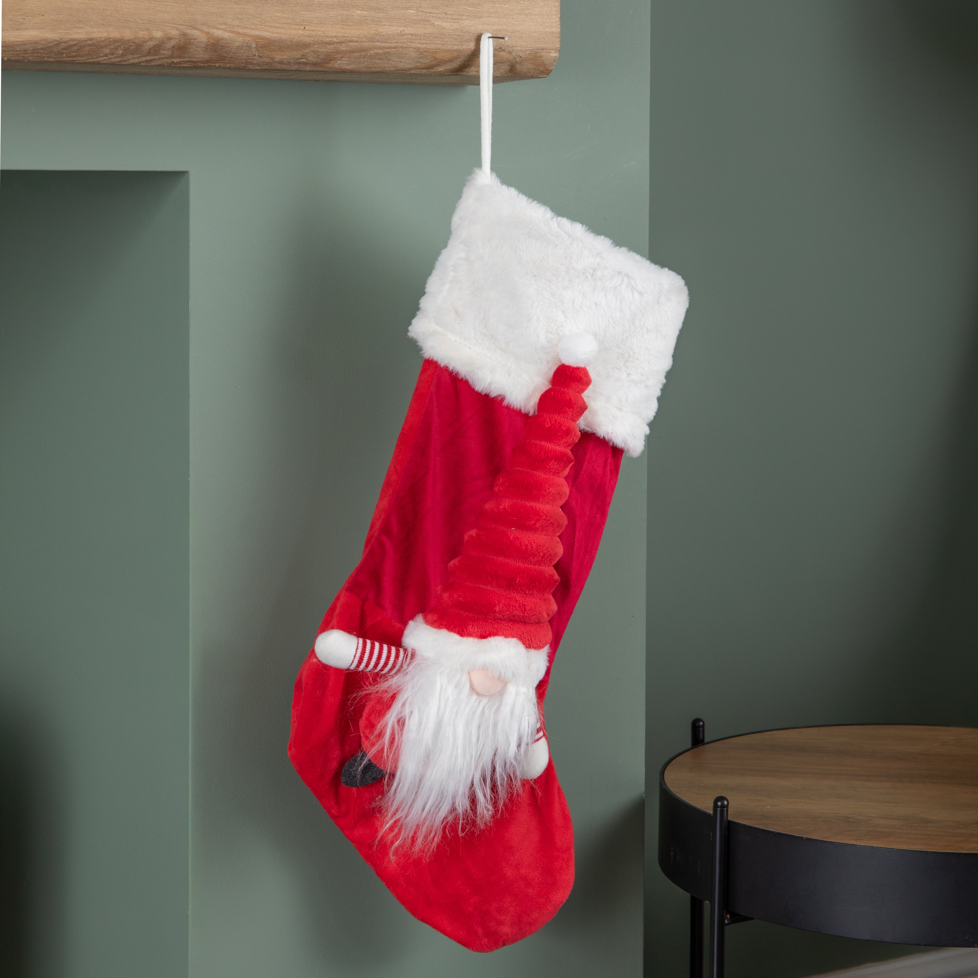 53cm Red and White Hanging Christmas Gonk Stocking
