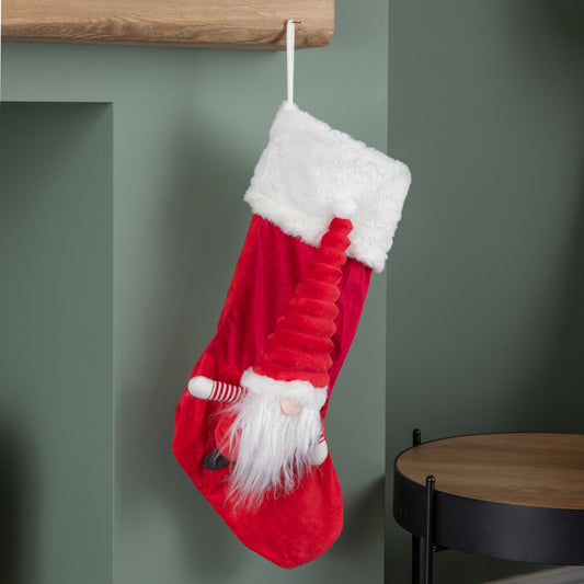 53cm Red and White Hanging Christmas Gonk Stocking