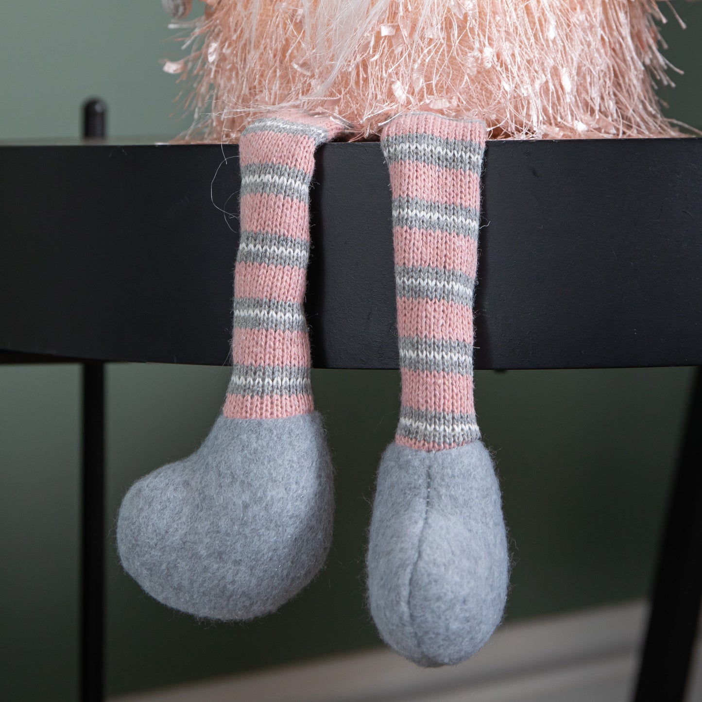 50cm Battery Operated Light up Male Christmas Gonk with Dangly Legs in Striped Hat
