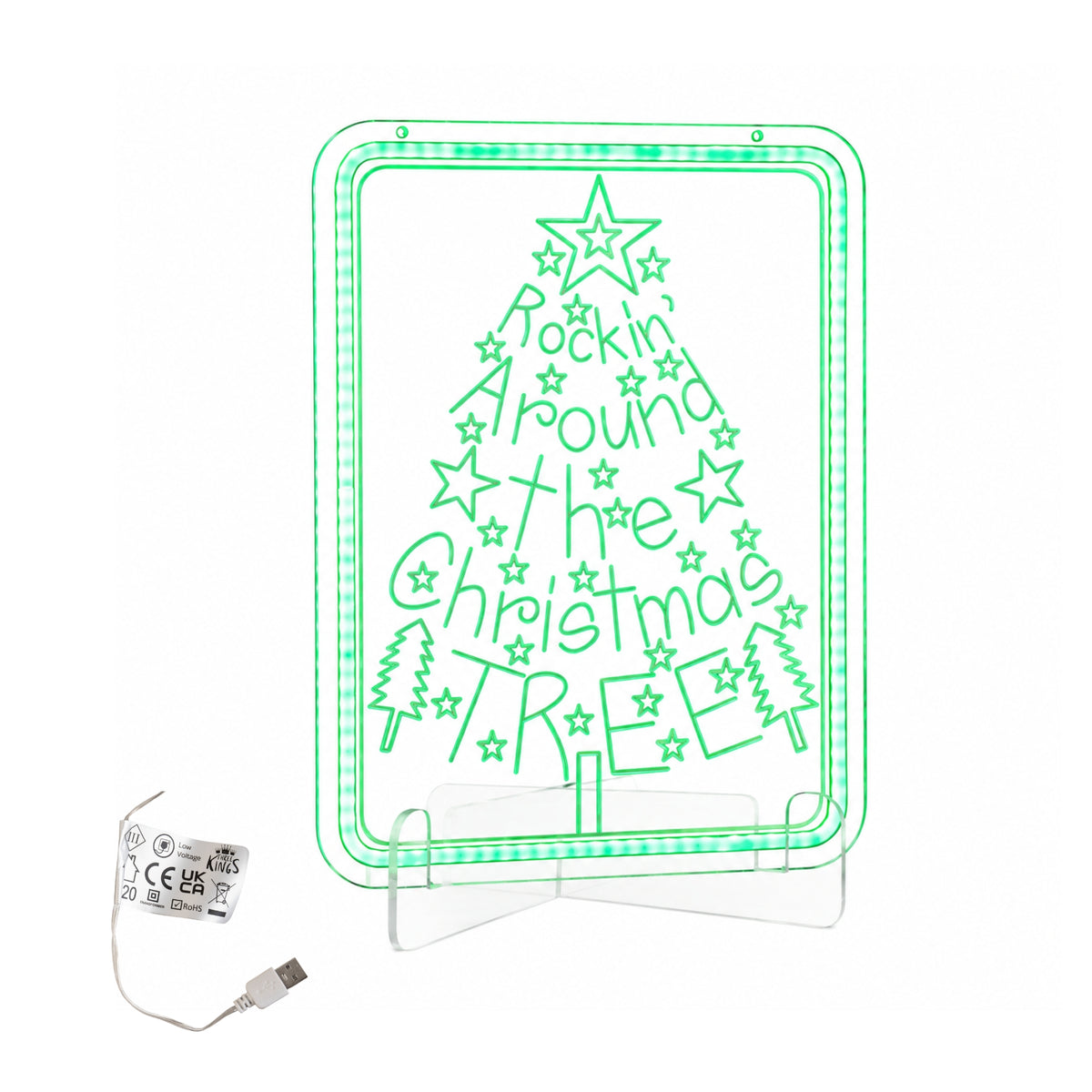 40cm USB Powered Green Neon Rockin' Around the Christmas Tree LED Sign