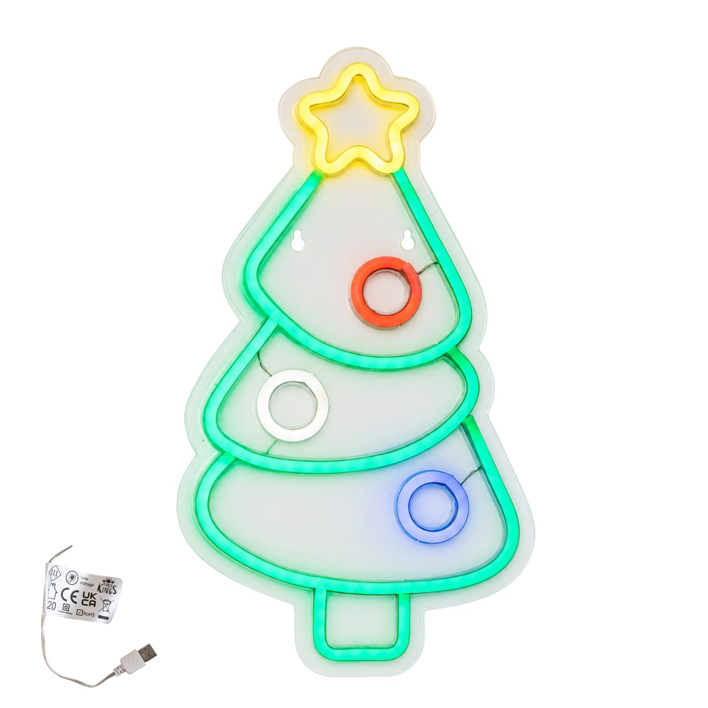 40cm Neon-Style Christmas Tree Light Up Decoration with Multi-Coloured LEDs