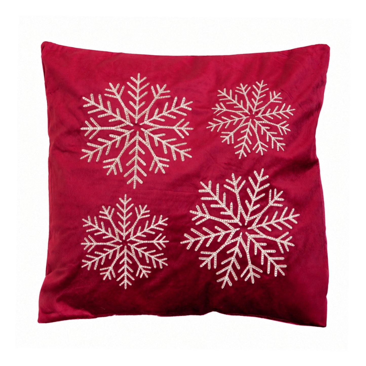 44cm Burgundy & Gold Snowflake Soft Christmas Cushion