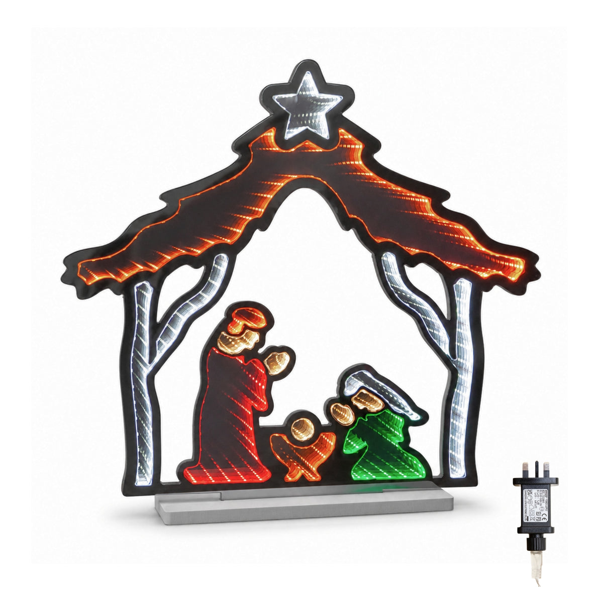 50cm Light up Christmas Nativity Scene Infinity Mirror with LEDs