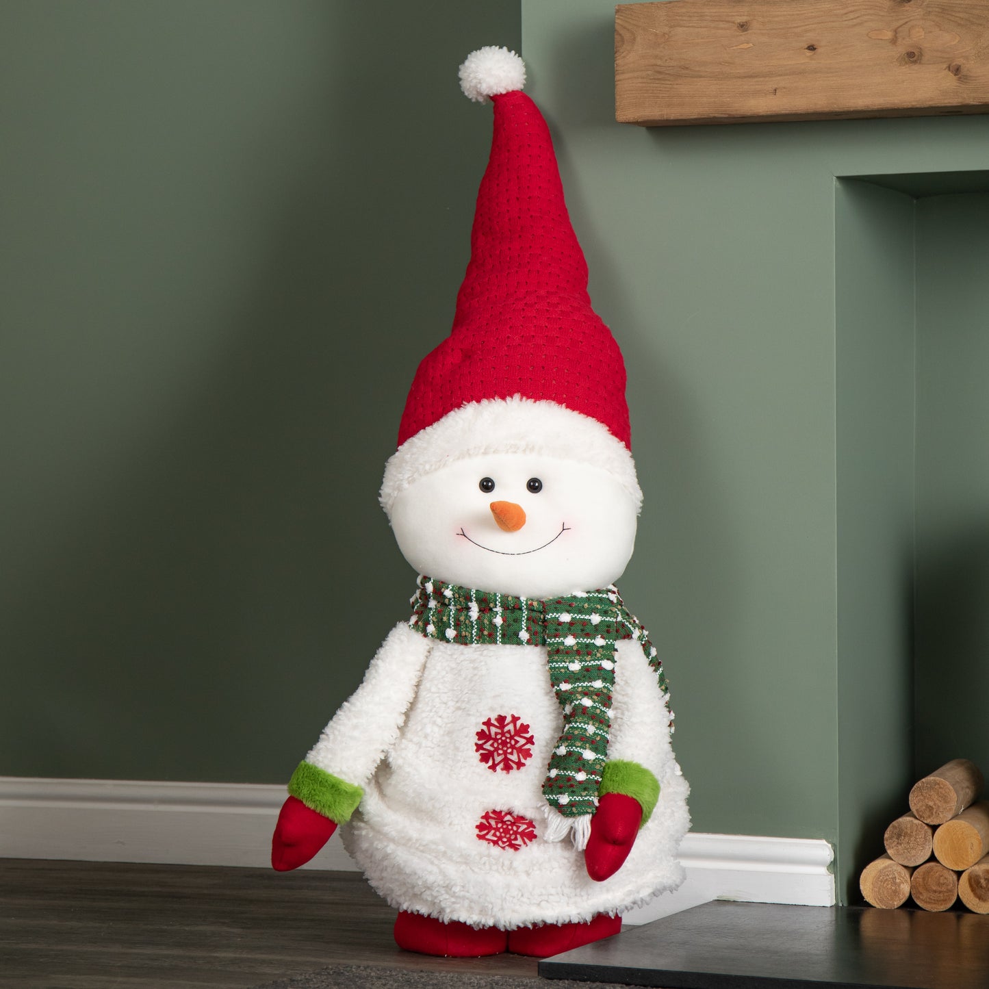 1.8m Tall Extendable Plush Snowman Decoration with Telescopic Legs