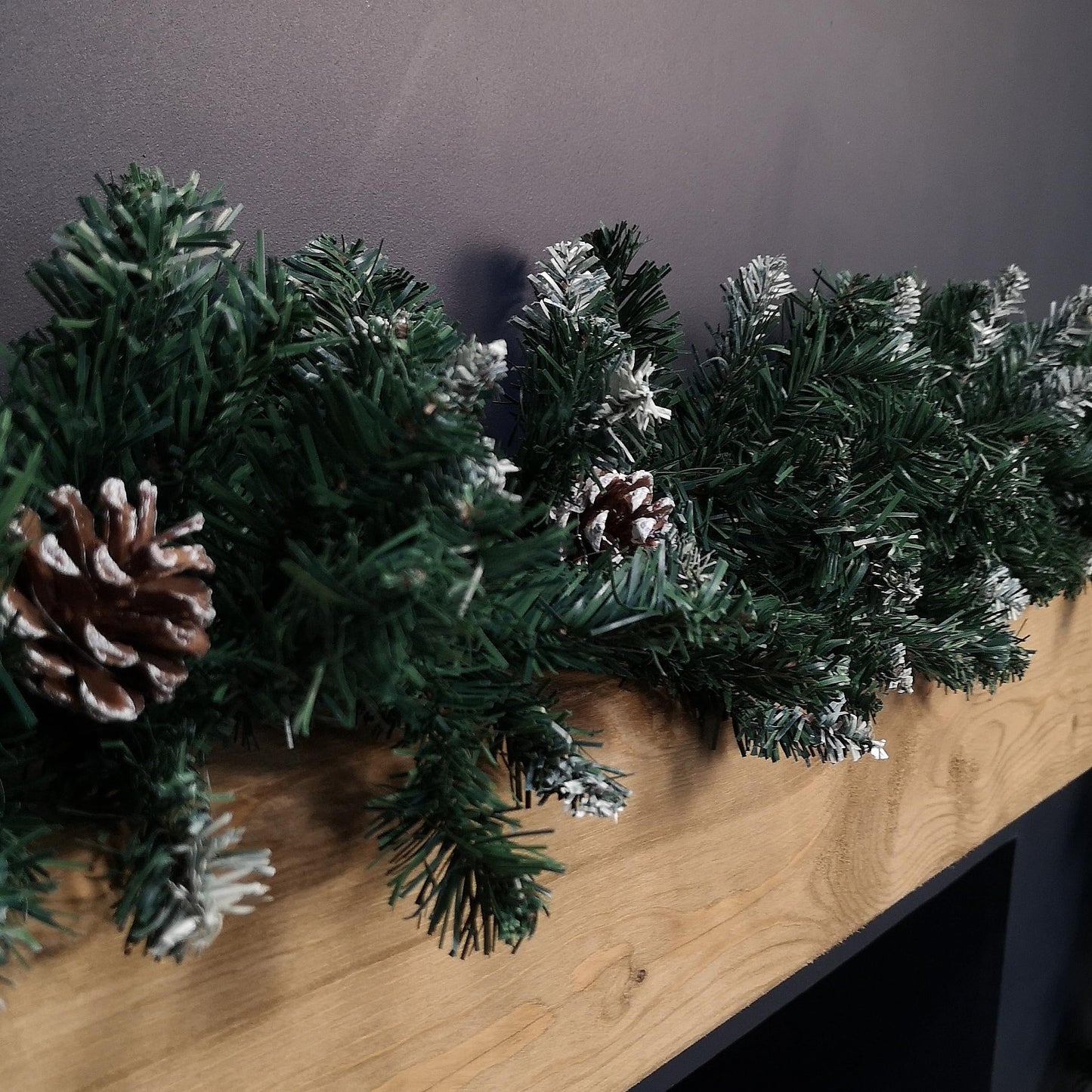 2.7m Snow Tipped Christmas Garland with Pine Cones and Mixed Needles