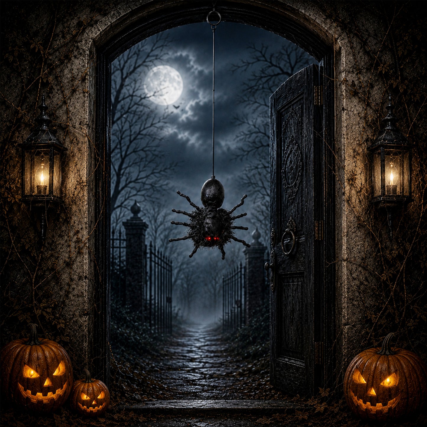 3 Pack of 2ft Battery Operated Ash Dropping Dangling Halloween Spider Animatronic Decoration