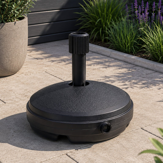 7Kg / 7 Litre Capacity Water Filled Garden Parasol Umbrella Base in Black