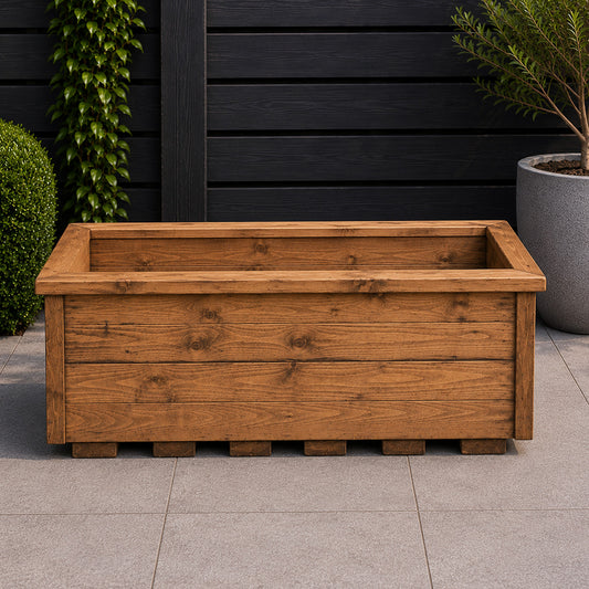 Hand Made 82cm x 40cm Rustic Wooden Medium Garden Trough / Flower Bed Planter