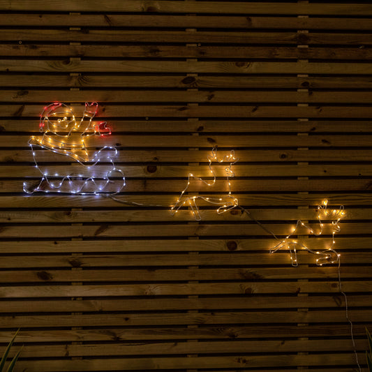 2D LED Sleigh & Reindeer Silhouette Christmas Decoration in Red, Ice White and Warm White