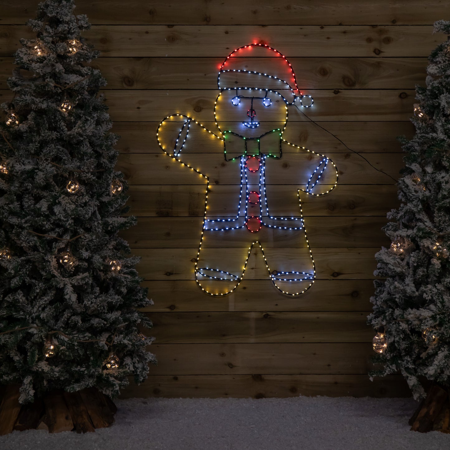 1.2m x 90cm Light up FlexiBright Gingerbread Man Decoration with 456 Twinkling Multi-Coloured LEDs