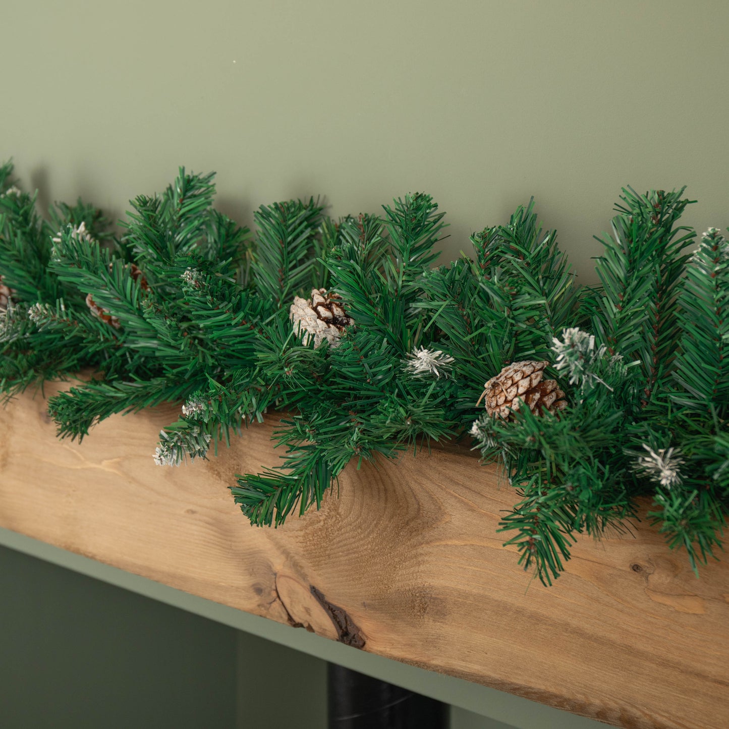 2.7m Snow Tipped Christmas Garland with Pine Cones and Mixed Needles