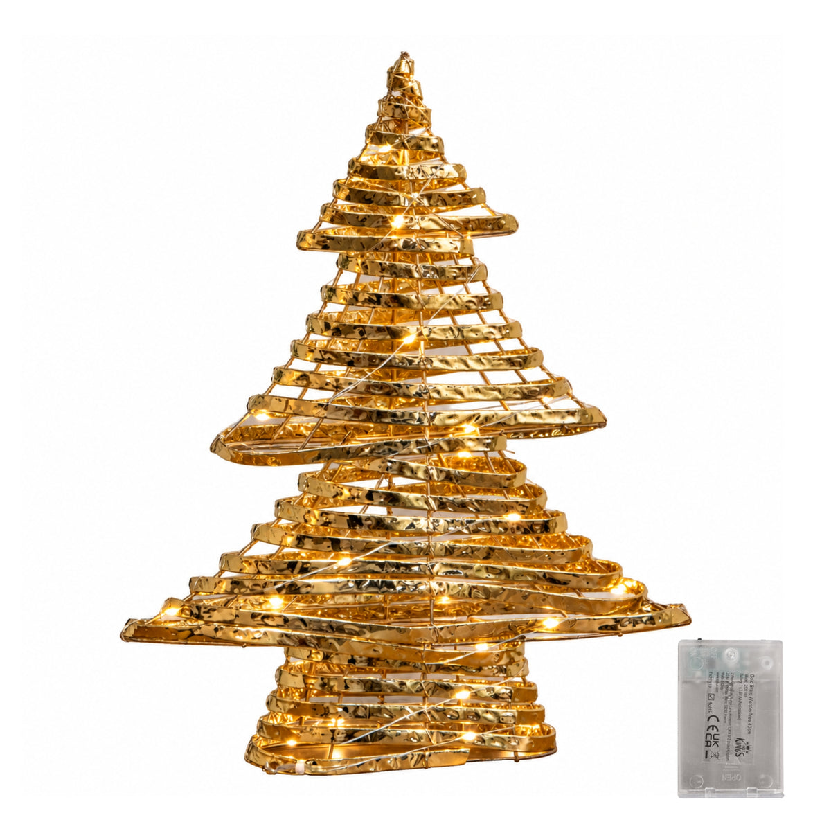 39cm Gold Light Up Christmas Tree with 30 Warm White LEDs