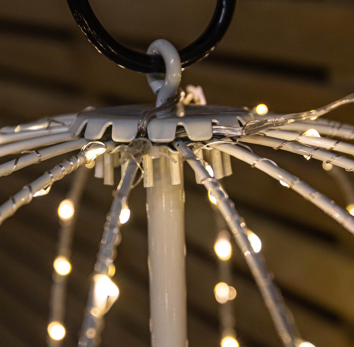 50cm White Metal Folding Christmas Ball with 256 Warm White LEDs