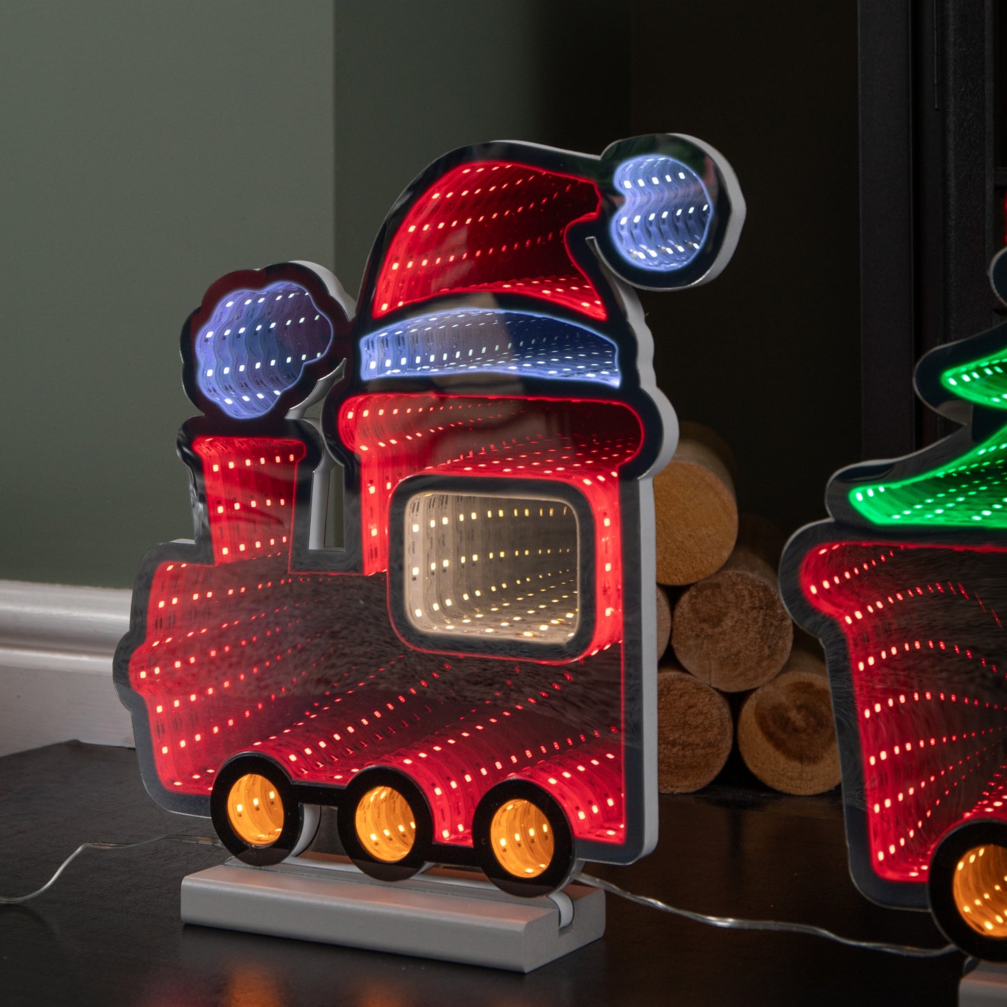 70cm Light up Infinity Christmas Train with 2 Carriages and Multi-Coloured LEDs