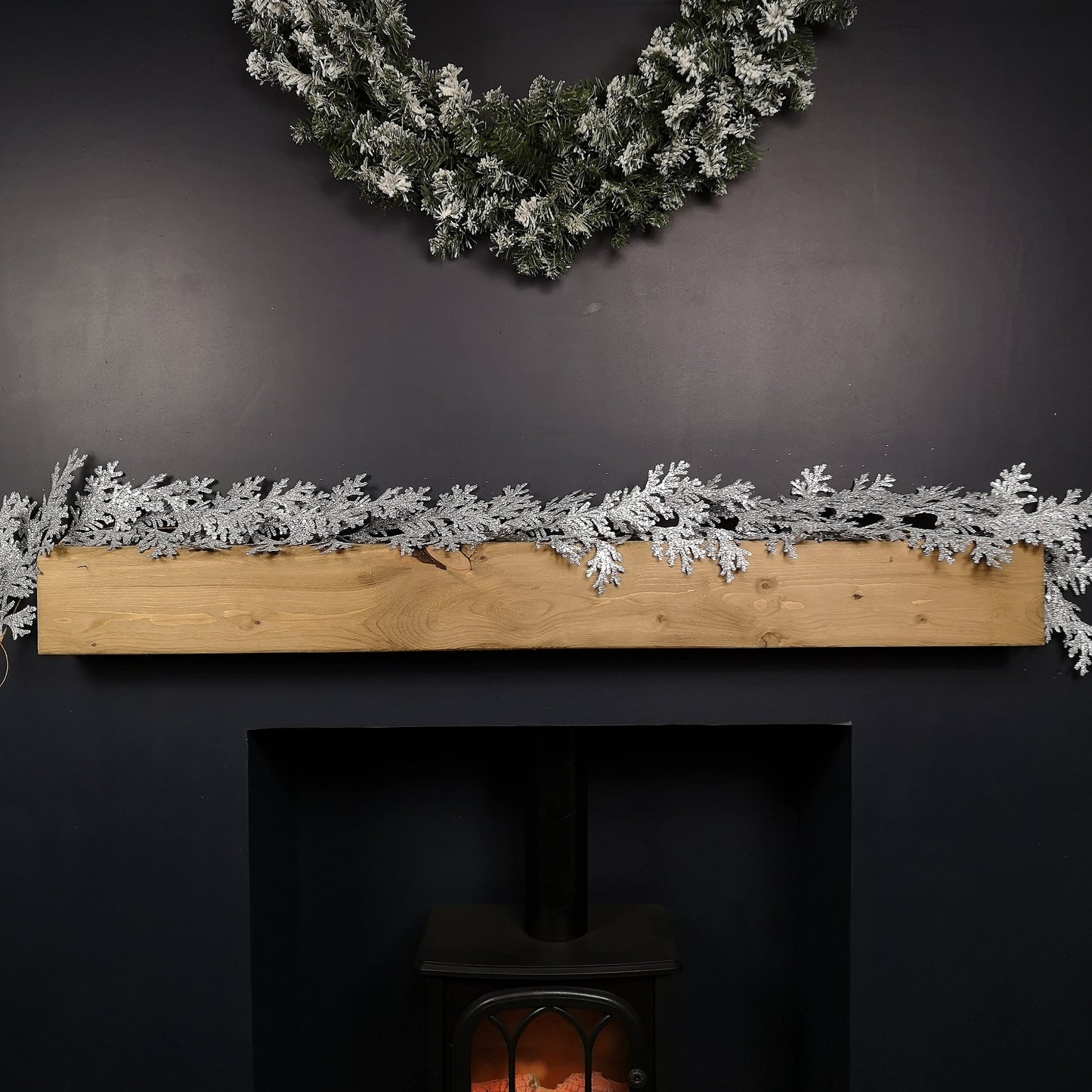 1.8m Silver Glitter Cedar Leaf Garland Christmas Decoration