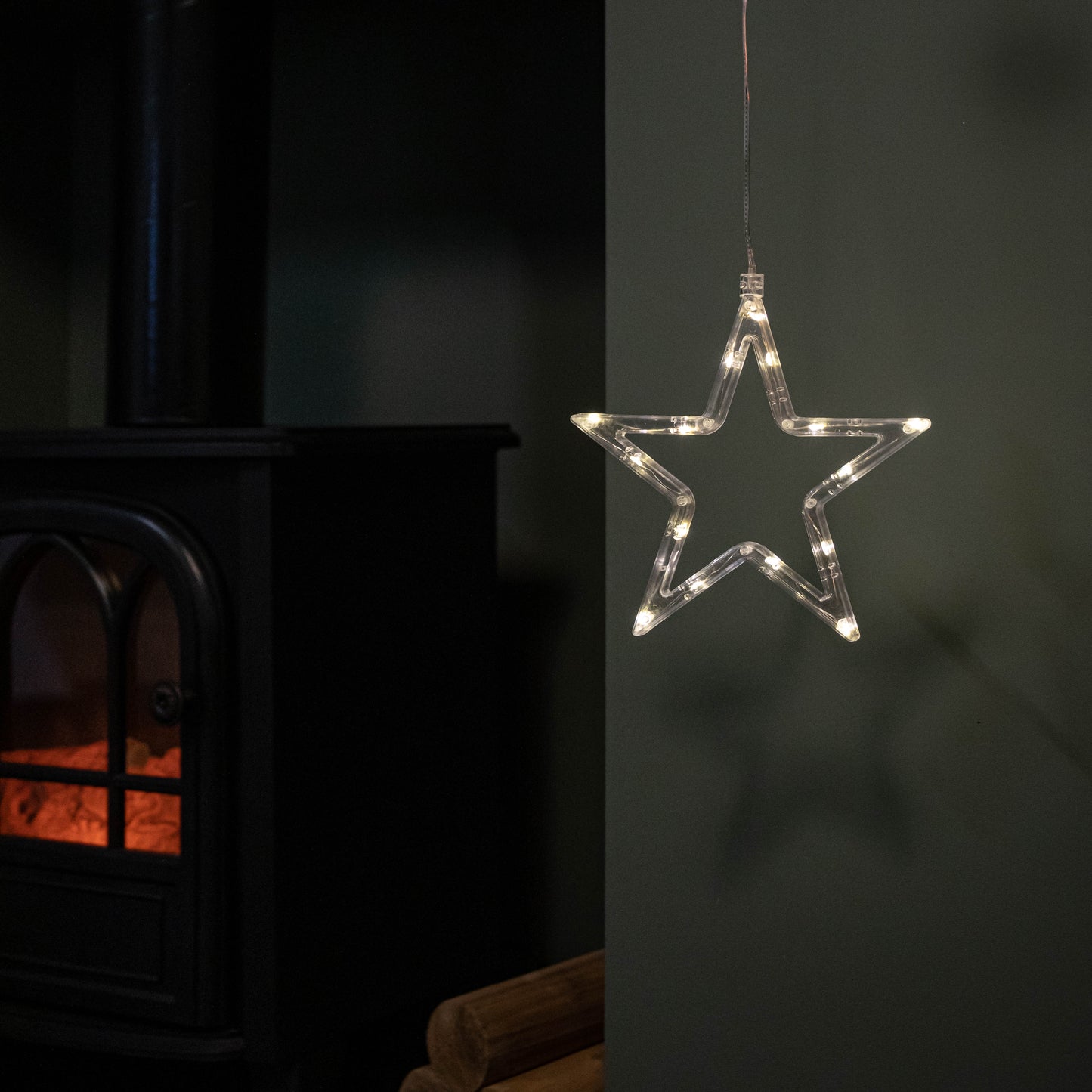 20cm Battery Operated Light up Christmas Star Window Decoration with Warm White LEDs