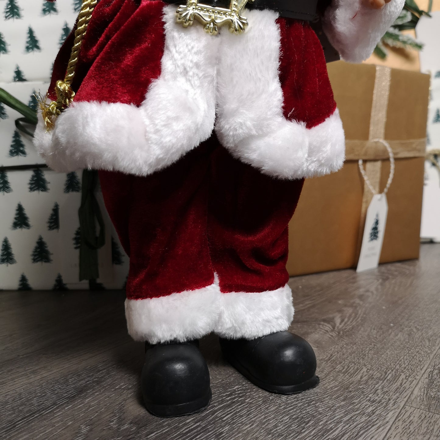40cm Red Standing Santa with Gift Sack Christmas Indoor Decoration