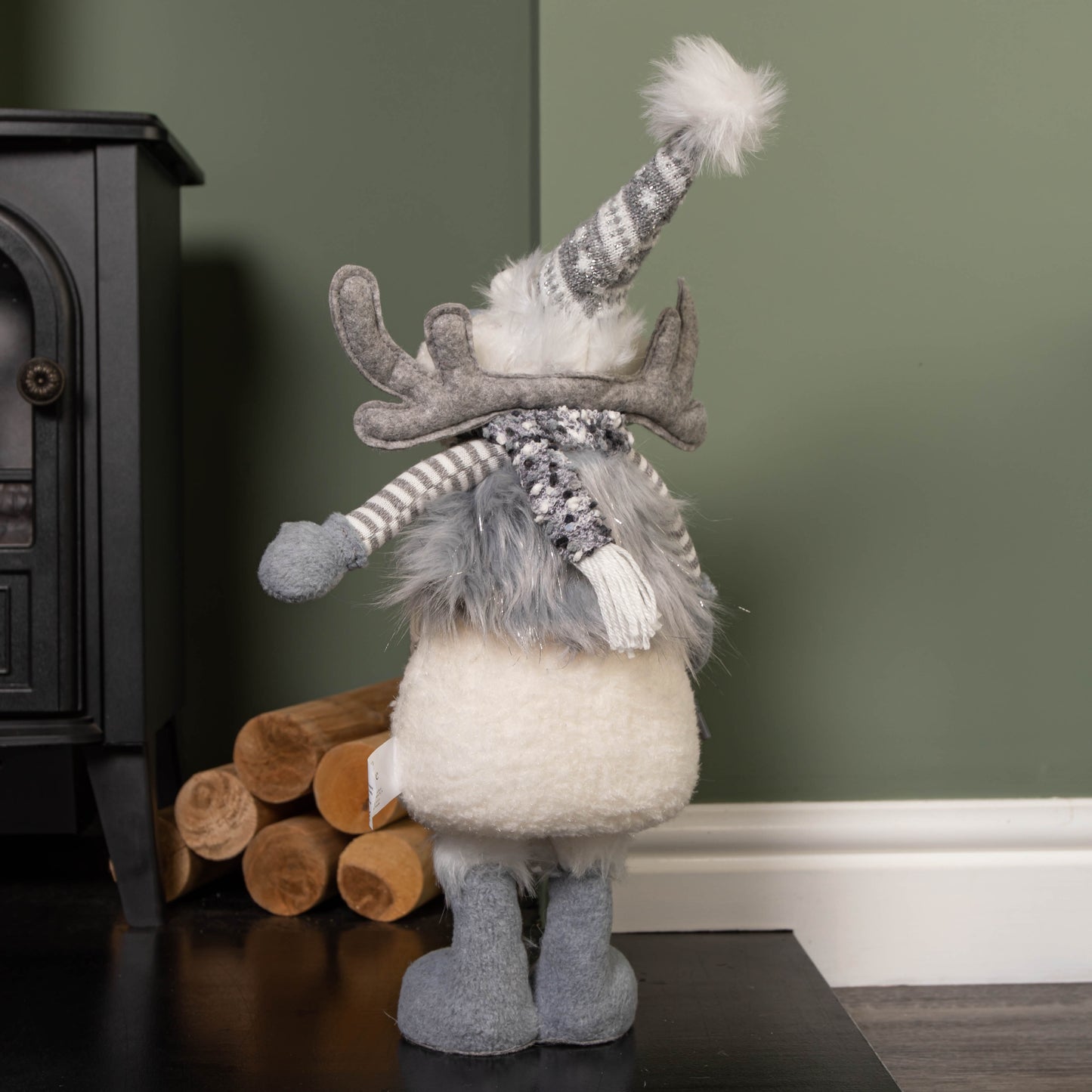 56cm Battery Operated Light up Grey Christmas Standing Reindeer