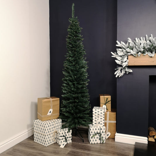 6.5ft (2m) Pencil Style Slim Artificial Christmas Tree in Green 2628