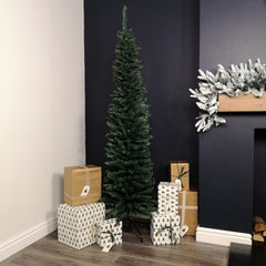 6.5ft (2m) Pencil Style Slim Artificial Christmas Tree in Green