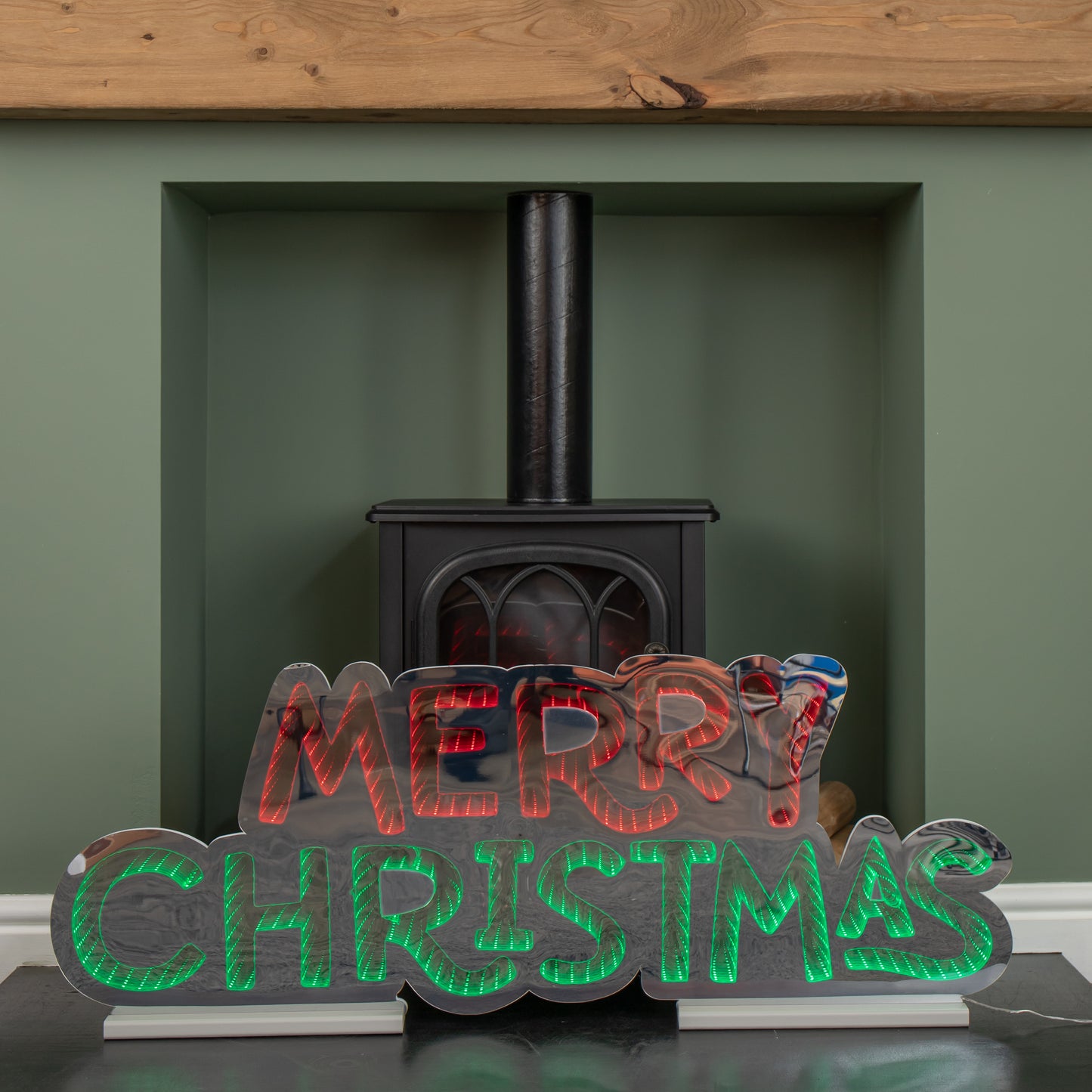 1m Light up Merry Christmas Infinity Light Decoration with Red and Green LEDs