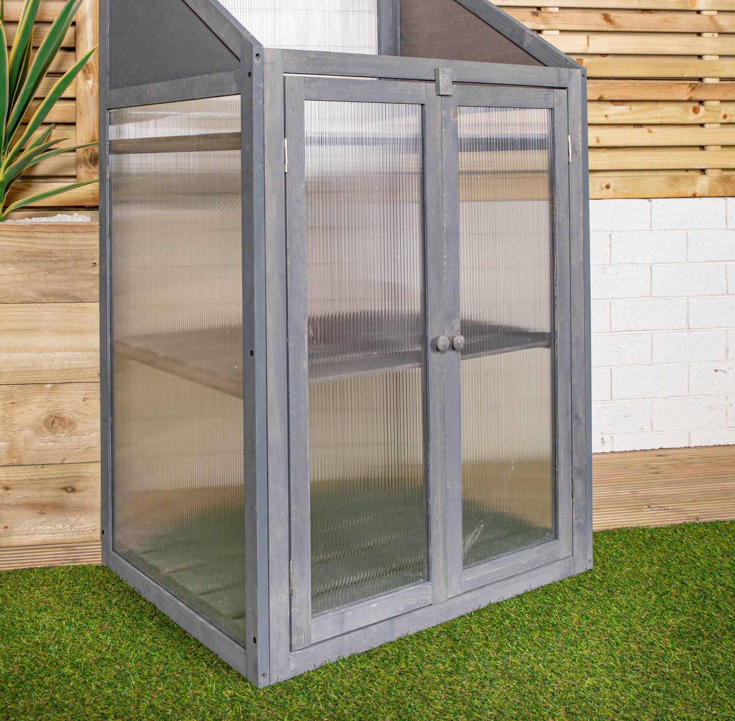 Samuel Alexander Wooden Mini Greenhouse Cold Frame - Small Greenhouse Grey H120 x W69 x D49cm