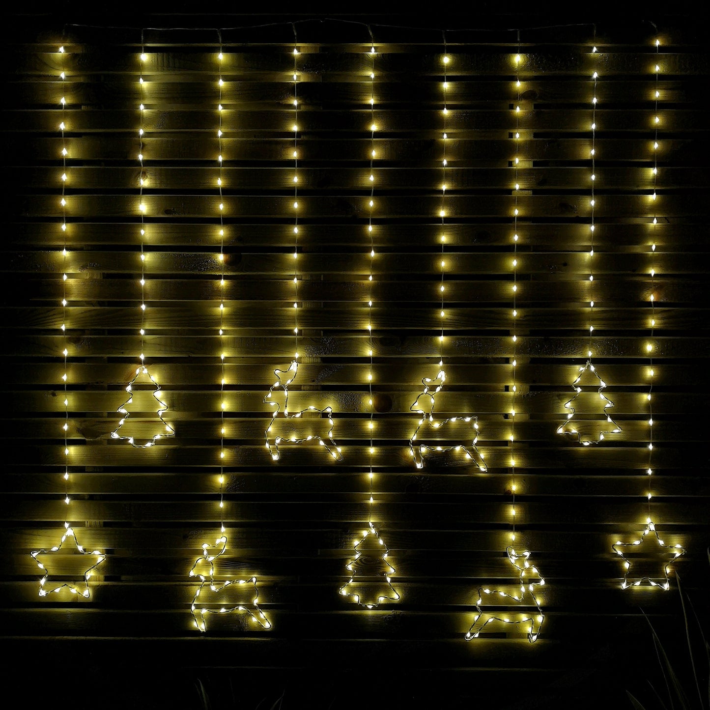1.2m Light up Festive Curtain Christmas Lights with Warm White LEDs