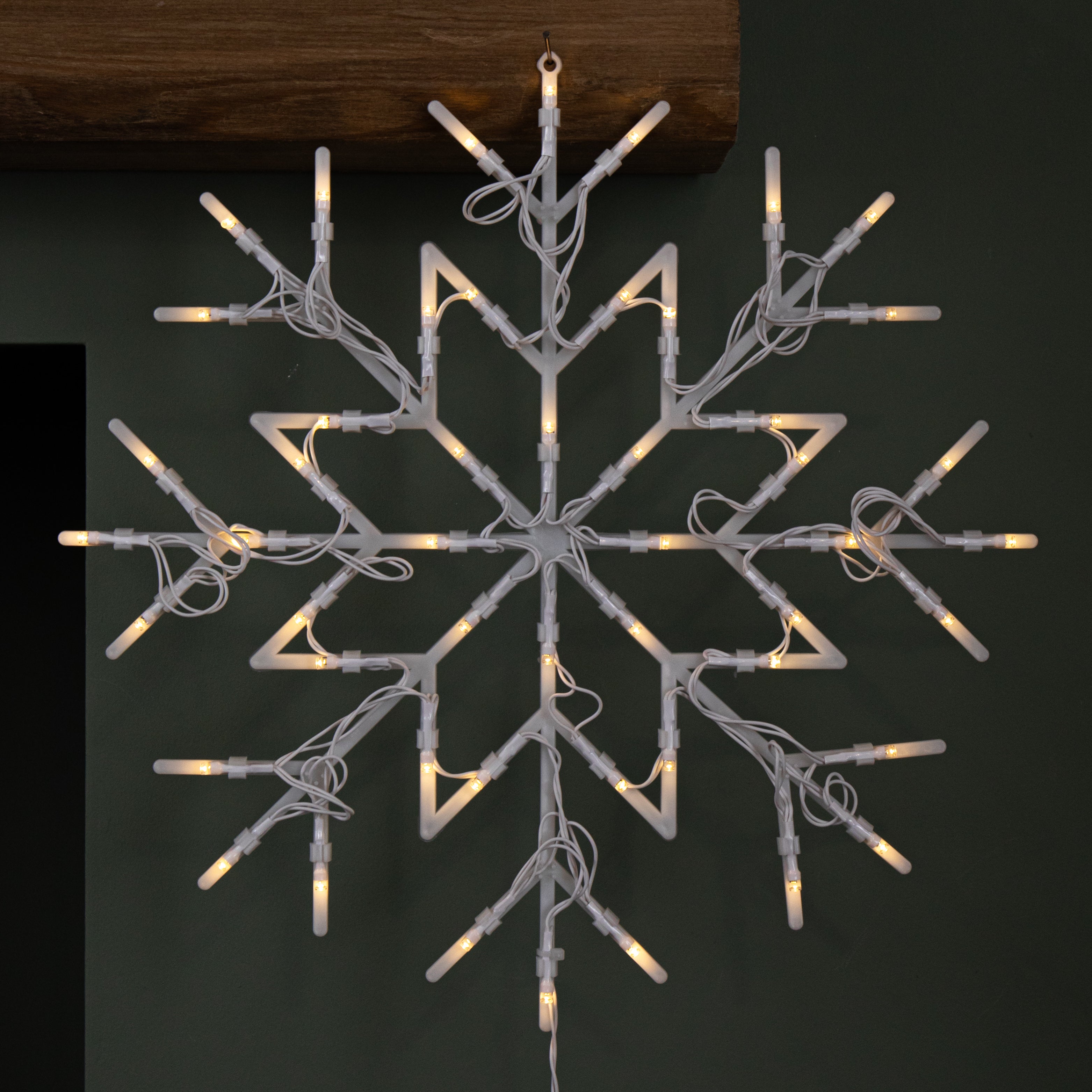 34cm Battery Operated Light up Christmas Snowflake with 50 Warm White LEDs