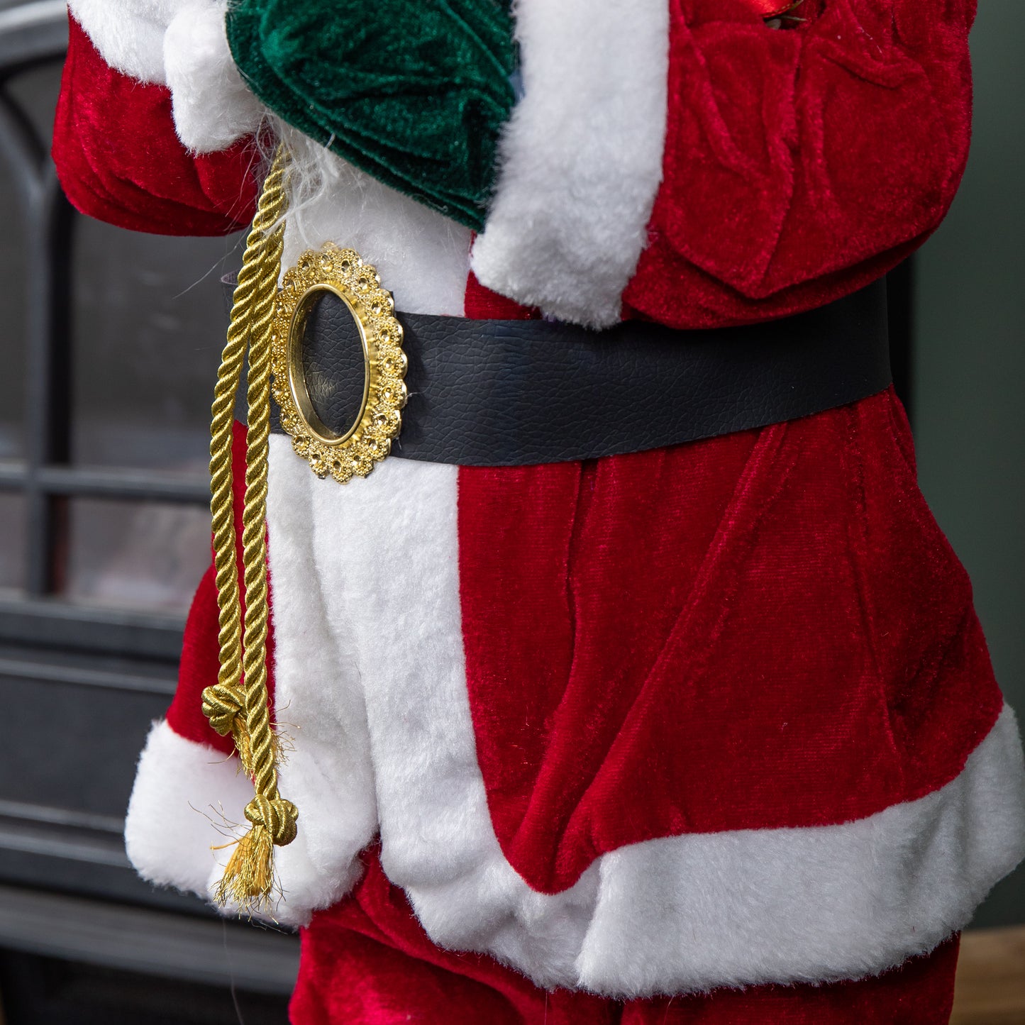 61cm Tall Standing Santa Claus Christmas Decoration with Green Sack