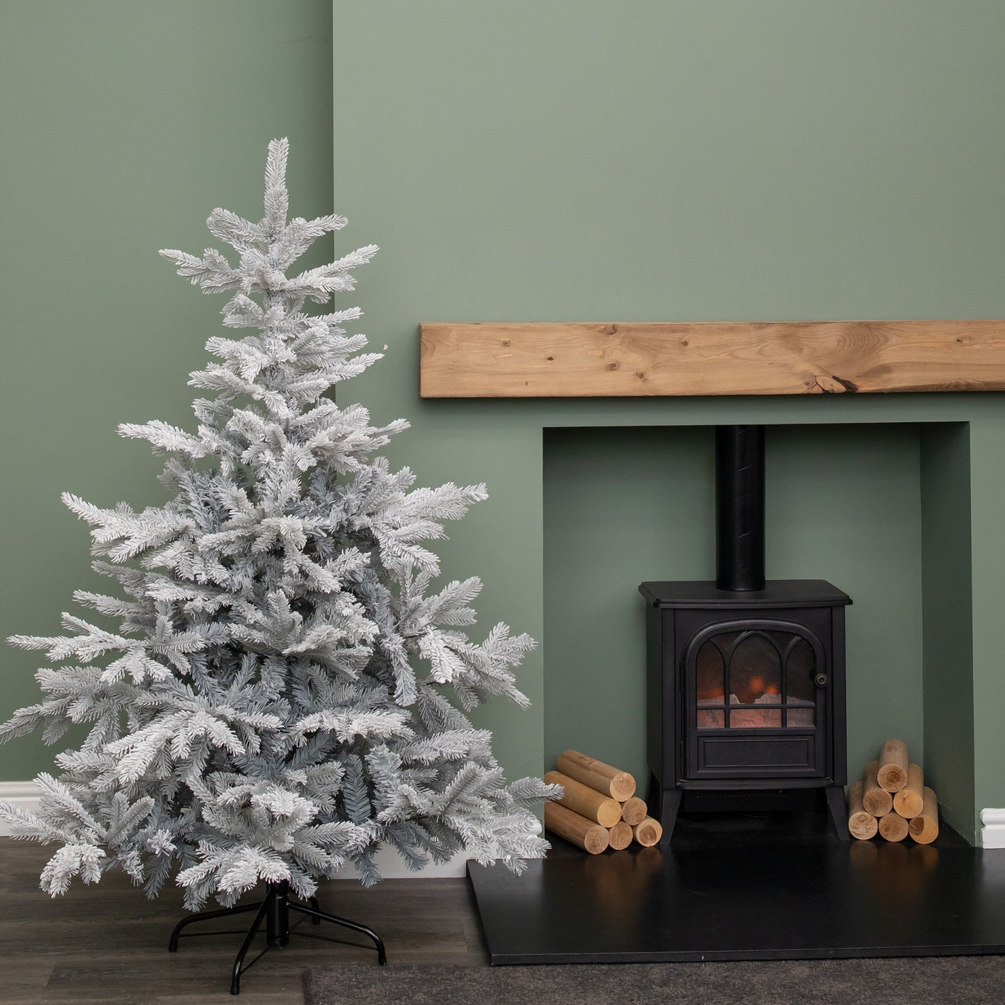5ft (1.5m) Grey Frosted Grandis Fir Christmas Tree with Metal Stand