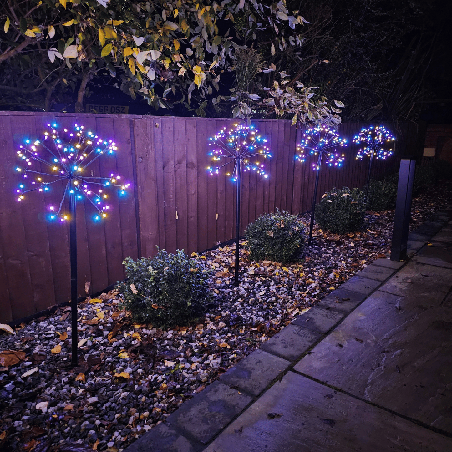 Set of 5 Battery Operated Multi Function Rainbow LED Sparkler Path Lights Christmas Decoration with Timer