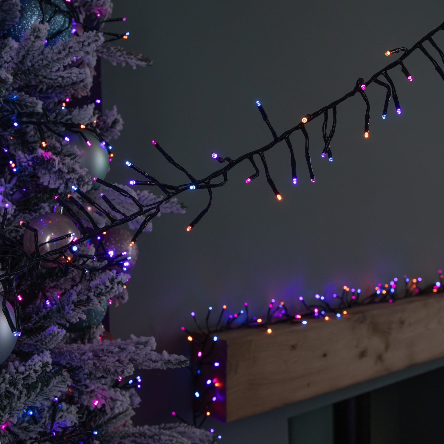 37.2m 3000 LED Christmas Cluster String Lights with Timer in Rainbow