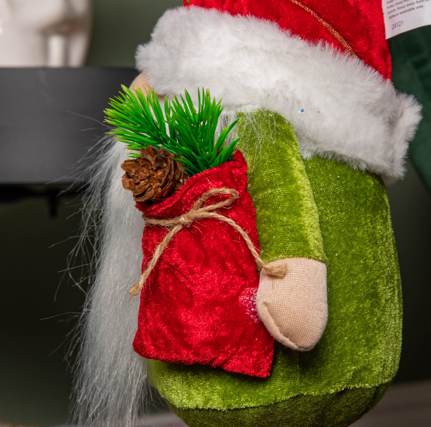 71cm Standing Christmas Gonk with Santa Hat and Extendable Legs in Reg and Green