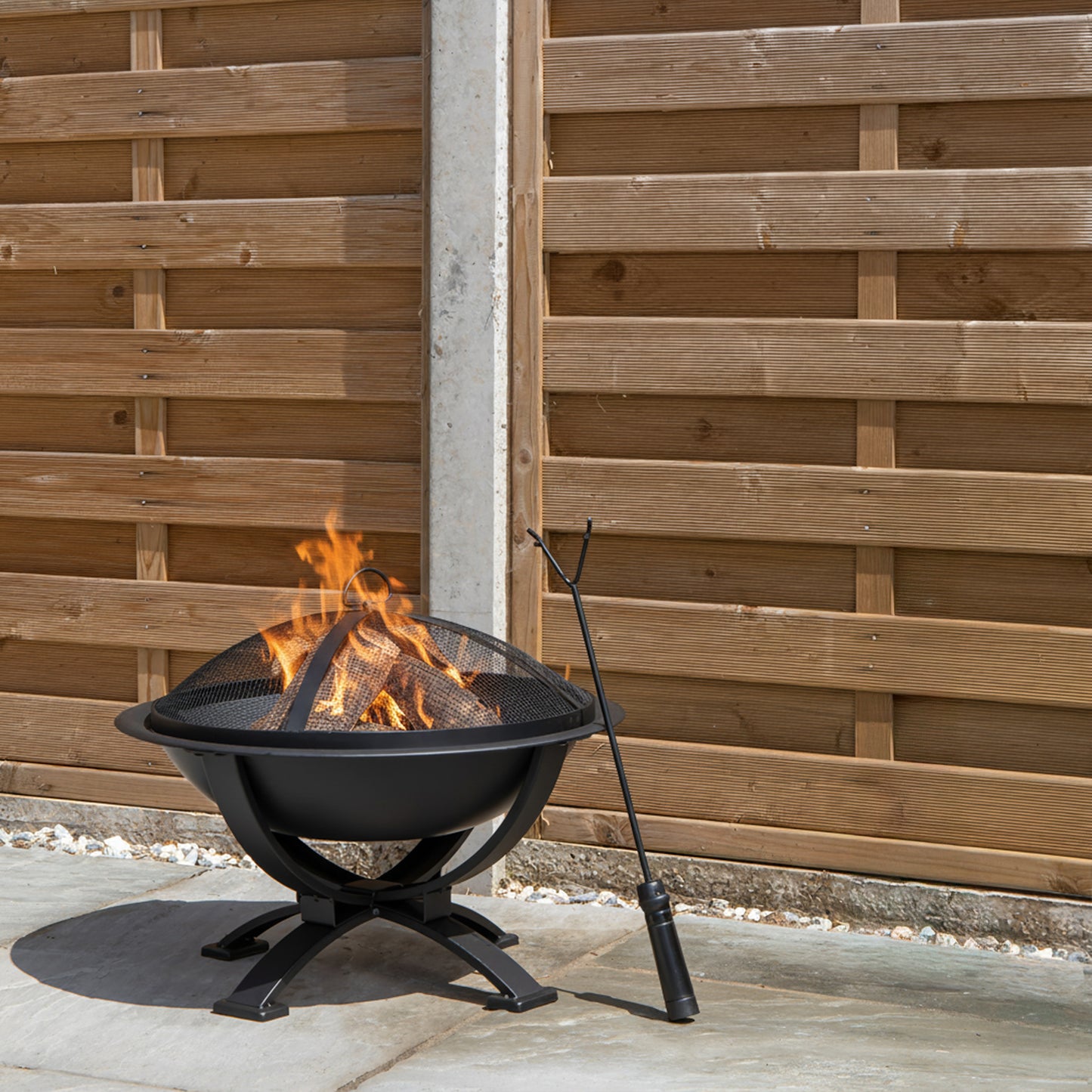 43cm Black Steel Outdoor Garden El Clasico Firepit with Fire Poker