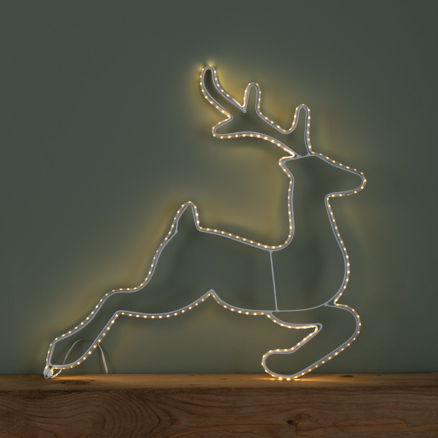 42cm Light up Hanging Christmas Reindeer and Sleigh Silhouette with Warm White LEDs