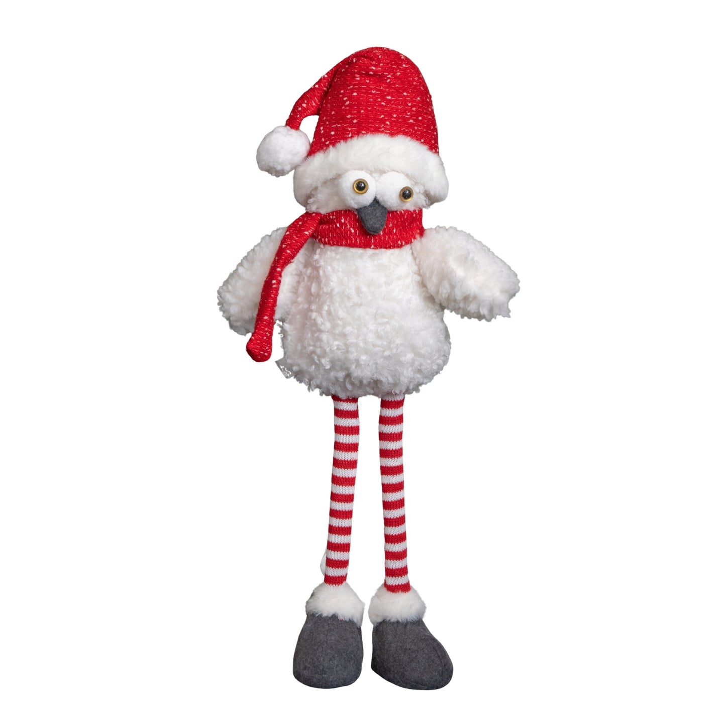 60cm Large Standing Plush Christmas Goggle Owl with Santa Hat
