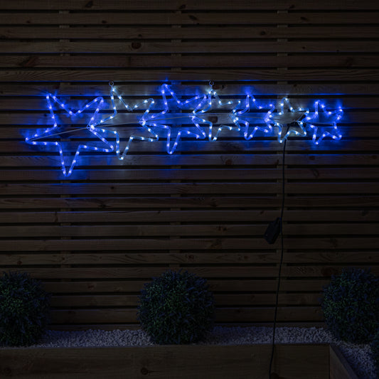 1.2m Light up 7 Star Christmas Silhouette Rope Light with Blue & Cool White LEDs