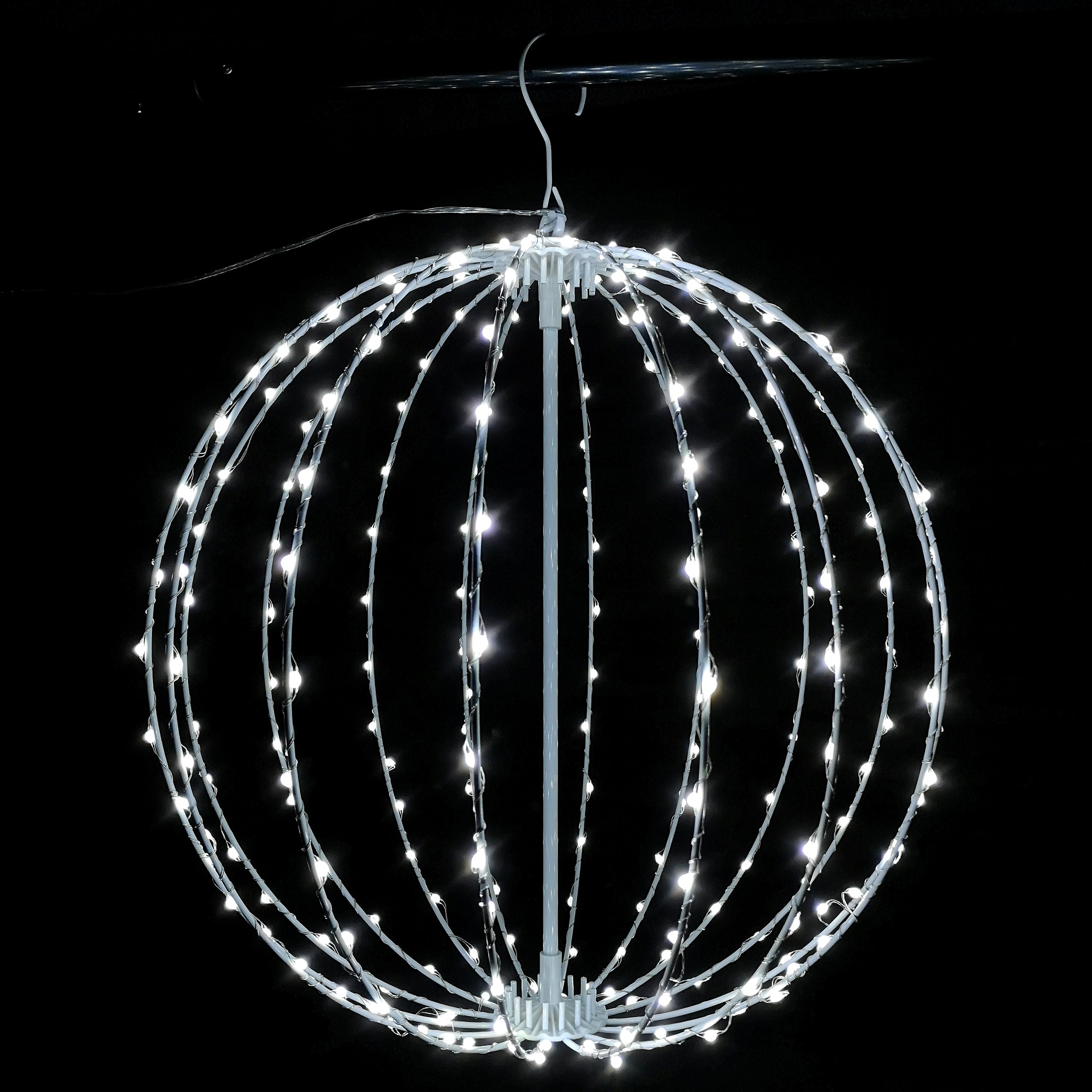40cm Light up White Metal Frame Hanging Christmas Ball with 240 Cool White LEDs