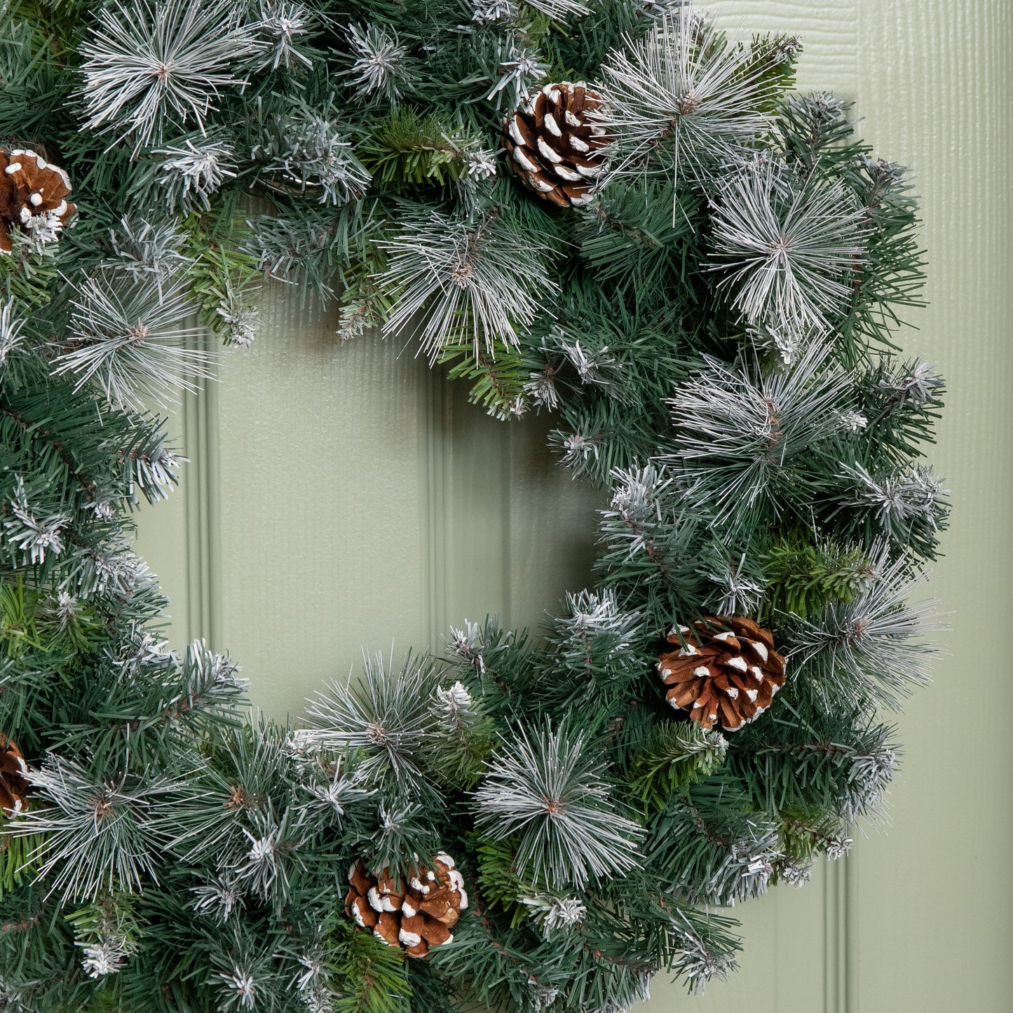 60cm Frosted Glacier Snow Tipped Christmas Wreath with Pine Cones